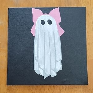 Bella Canvas Black and White Ghostly Pink Bow Painting